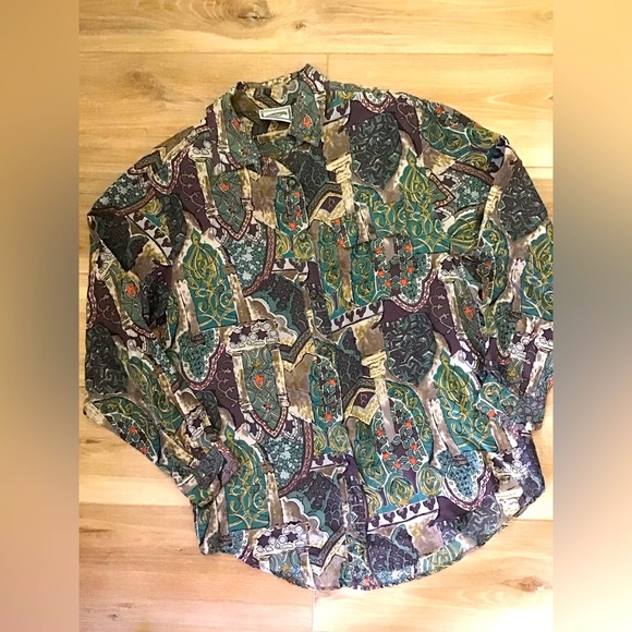 Vintage Preaches & Smith Silk Blouse M - Picture 1 of 5